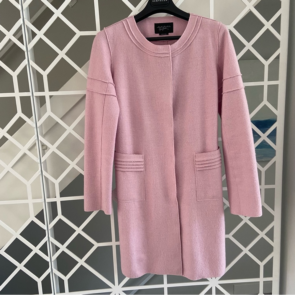 Sentaler Alpaca Wool Coat XS Pink Lightweight Coat Luxury Designer EUC - Picture 2 of 10